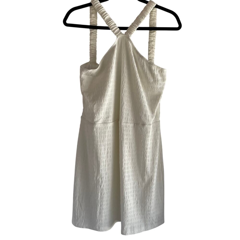 Lost + Wander Seersucker Cross Neck Bodycon Dress Women's Sz Large